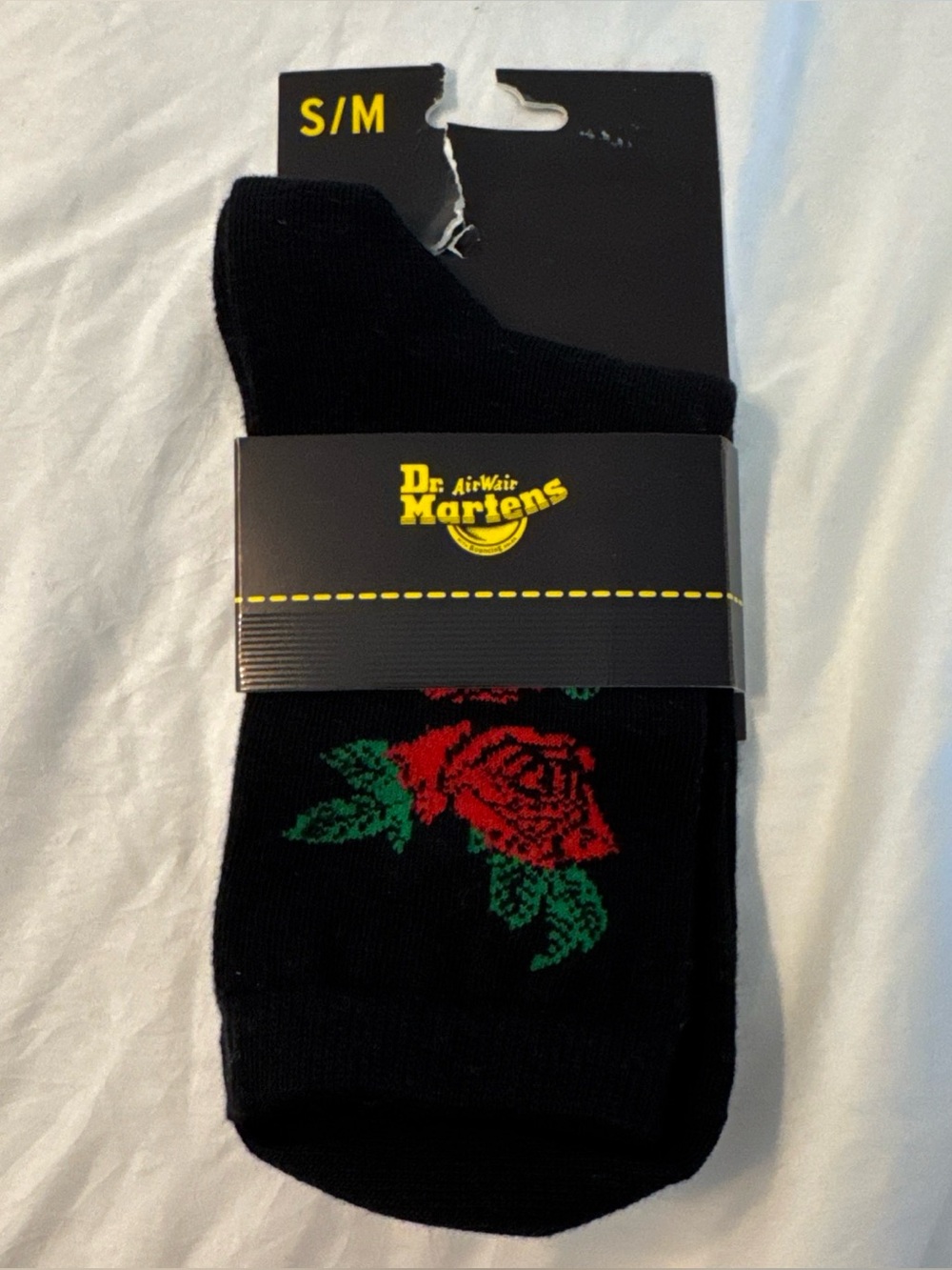 Dr. Martens Vonda Short Socks Women's S/M Black Floral AC929001 Cotton Blend NEW